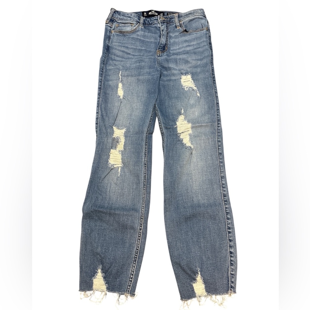 Hollister High Rise Slim Straight Casual Distressed Classic Stretch Denim Jeans